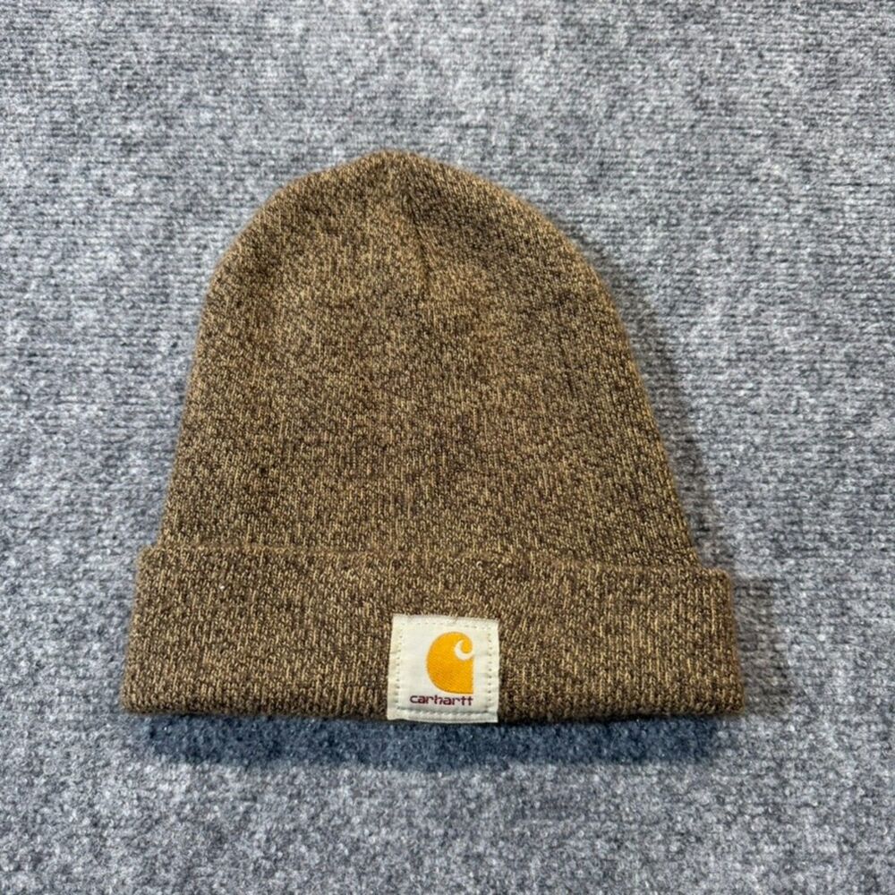 Carhartt Watch Hat Beanie Brown Heather Knit Cuffed Logo Patch Workwear Unisex